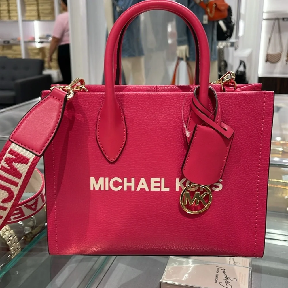 Michael Kors Mirella Small Pebbled Leather Shopper Crossbody XBODY Bag MK NWT
